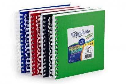 Cuaderno Triunfante A5 Con Espiral Tapa Carton Vinilica x 120 Hjs. Cuadriculado - 90 G/M2 Cod. 443220