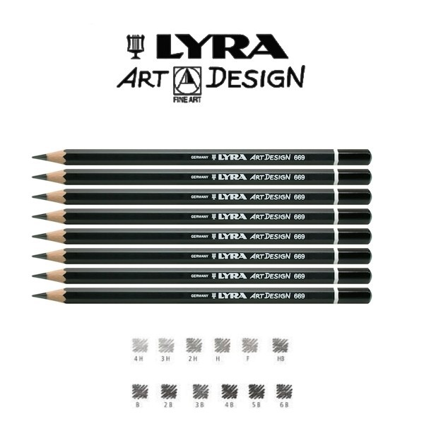 Crayones de grafito color negro Set de 12 dureza 6B LYRA no son voluminosos 