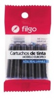 Cartucho Filgo Tinta Azul Lavable x 6 Unid. Cod. Ic-50