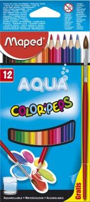 Lapices De Colores Maped Color Peps Cuerpo Madera Aqua x 12 Largos. + Pincel Cod. 836011
