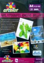 Papel Arcolor A4 Photo Glossy Con Adhesivo 115Grs. Paq.X20 Hjs. Cod. 20148