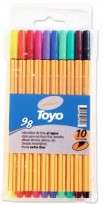 Marcador Toyo 98 Fine Line Colores Surtidos Blister x 10 Unid. Cod. 100100099101