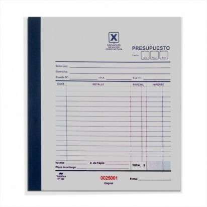 Talonario Taloffice 322 Neutro  25 Triplicado Grande Papel Obra Blanco Cod.322