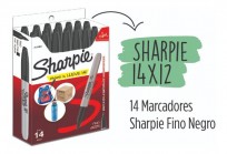 Marcador Permanente Sharpie Fino (0,9 Mm.) Negro  12 + 2 Gratis. Cod. 2102504