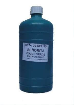 Tinta Para Dibujo Señorita X  500 Cc. Verde Cod.109-03-04