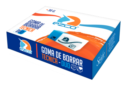 Goma De Borrar Ezco Plastica Duo Lapiz/Tinta x 30 Unid. Cod. 200331