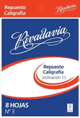 Repuesto Rivadavia Nro. 3 Caligrafia Inclinado Nro. 11 x 8 Hjs. Cod. 532301