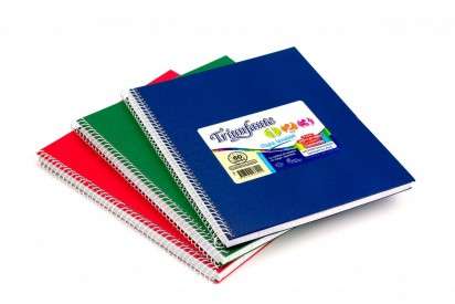 Cuaderno Triunfante 1 2 3 - 21 x 27 Con Espiral Tapa Vinilica Rojo x  60 Hjs. Rayado - 90 G/M2 Cod. 422126