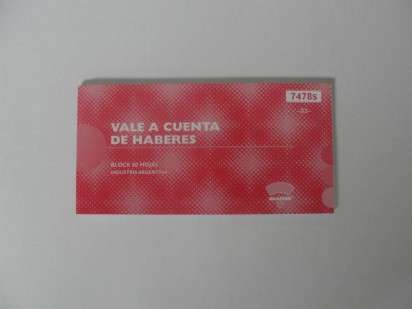 Talonario Ad Astra 7478S (32) Vale A Cuenta De Haberes 1/3 Oficio x 50 Hjs. Cod.7478S