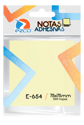 Notas Autoadhesivas Ezco   75 X 75 Mm X 100 Hojas - Amarillo Cod. 980654