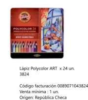 Lapices De Colores Koh-I-Noor Polycolor Art x 24 Largos En Lata Cod. 089071043824