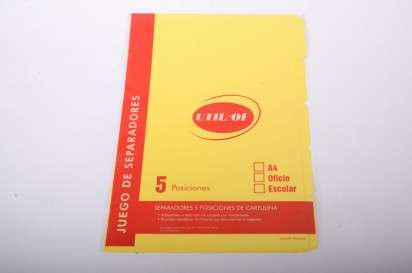 Separador Util Of 5 Posiciones A4/Carta Amarillo 180 Grs. x 20 Unid. Cod. C5741