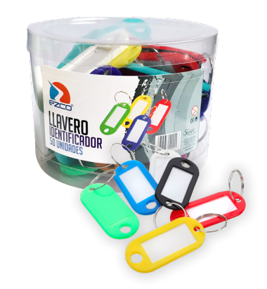 Llavero Plastico Identificador Multicolor Para Cofre Portallavero Tubo X 50 Unid.  Cod. 560001