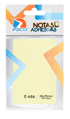 Notas Autoadhesivas Ezco   50 X 75 Mm X 100 Hojas - Amarillo Cod. 980656