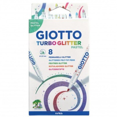 Marcador Escolar Giotto Turbo Glitter x 8 Unid. Cod. 425800Es