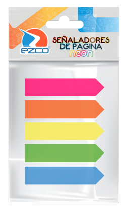 Banderitas Ezco 12 x 44 Mm. Colores 5 Pads x 25 Unid. Cod. 980602