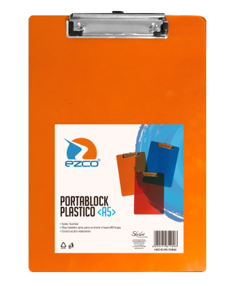 Portaplanilla Ezco A5 Esquela Plastico Translucido Azul/Rojo/Naranja Cod. 305200-A5