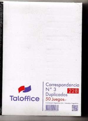 Cuaderno  Taloffice Correspondencia 3 Duplicado 50 Hjs. Cod.228
