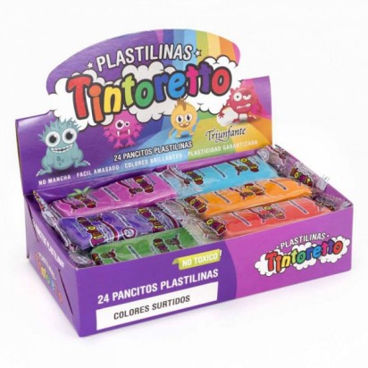 Plastilina Tintoretto x 24 Panes De 25 Grs. Colores Surtidos Cod. 700047