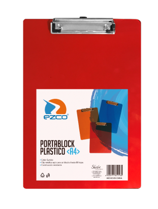 Portaplanilla Ezco A4 Plastico Translucido Azul/Rojo/Naranja Cod. 305200-A4