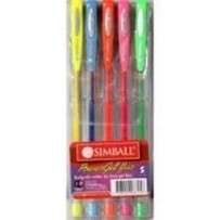 Roller Simball Power Gel Fluo X 5 Unid. (Amarillo,Verde,Celeste,Rosa,Naranja)  Cod.206029905