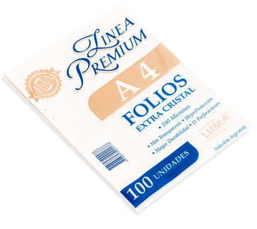 Folio Luma Polipropileno Extra Cristal A4 Premiun 100 Micrones x 100 Unid. Cod. 31-51