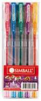 Roller Simball Power Gel Glitter X  5 Unid. (Rosa,Celeste,Verde,Lila,Naranja) Cod. 206049905