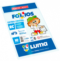 Folio Luma Polipropileno Extra Cristal Escolar Comercial 50 Micrones x  10 Unid. Cod. 31-24